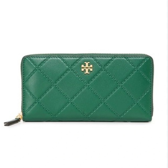 Tory Burch Handbags - Tory Burch Georgia Zip Continental Wallet Malachite Green Leather gold accents